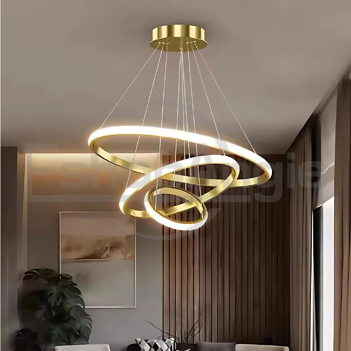 Lampara Colgante De Techo Led Moderna 3 Anillos Ajustables 5