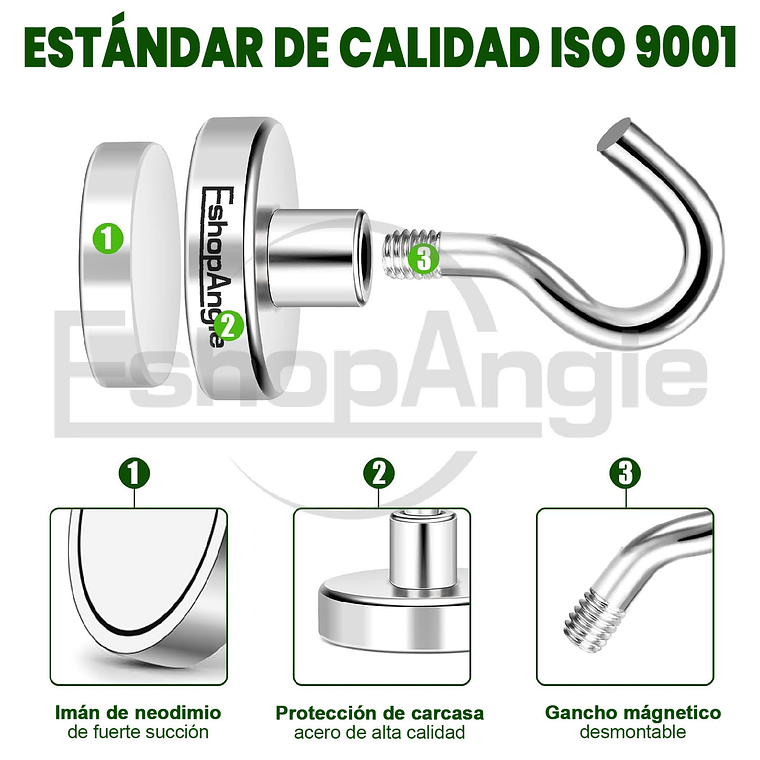 Iman Neodimio Con Gancho Super Potente 60mm 150kg 3