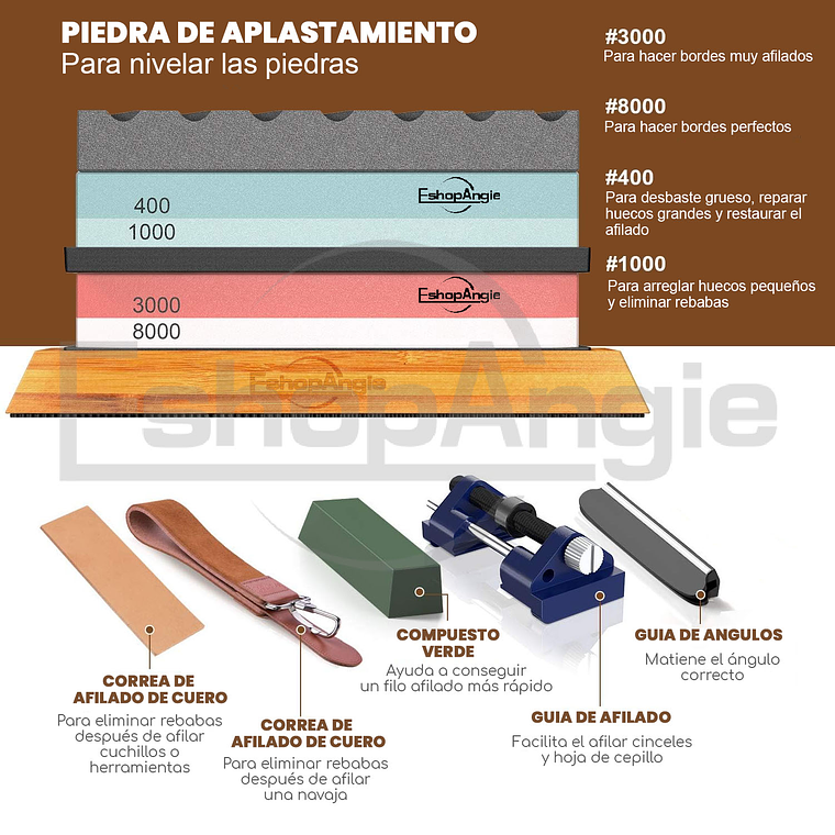 Juego De Piedras Afiladora Cuchillos 400/1000 3000/8000 2