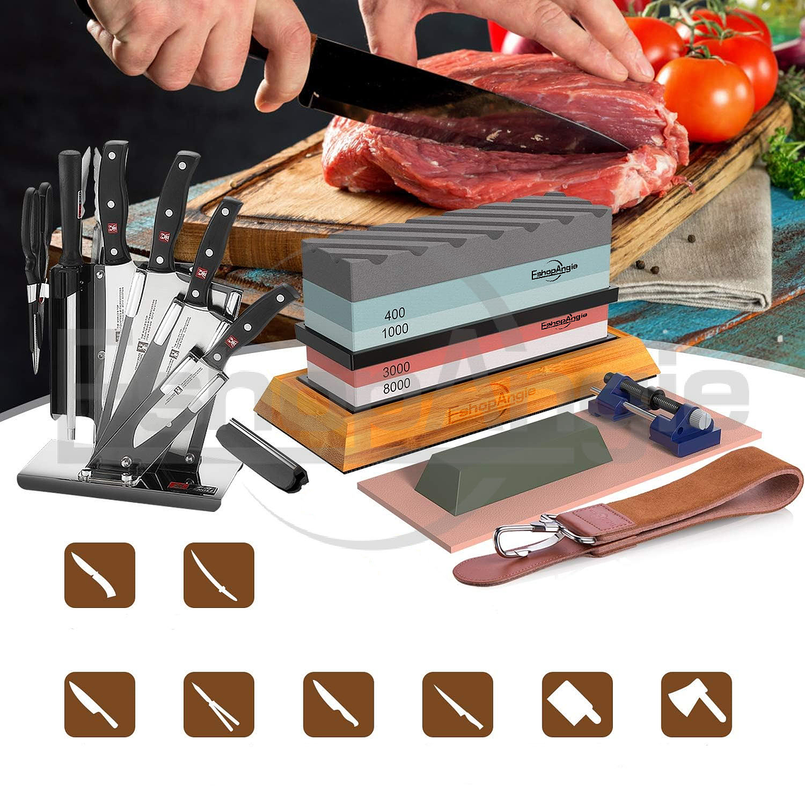 Juego De Piedras Afiladora Cuchillos 400/1000 3000/8000 5