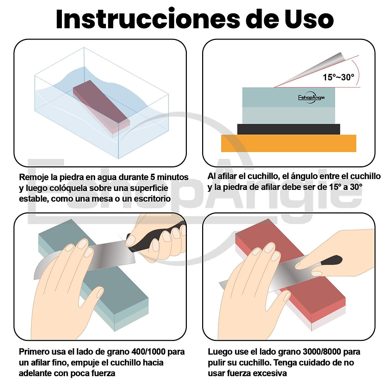 Juego De Piedras Afiladora Cuchillos 400/1000 3000/8000 6