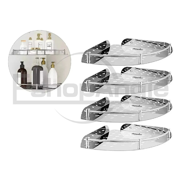 Set 4 Organizador Esquinero Ducha Acero Inoxidable Repisa 1
