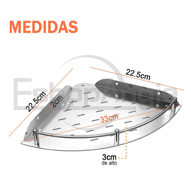 Set 4 Organizador Esquinero Ducha Acero Inoxidable Repisa 6