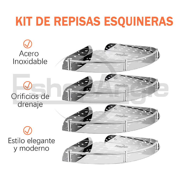 Set 4 Organizador Esquinero Ducha Acero Inoxidable Repisa 3