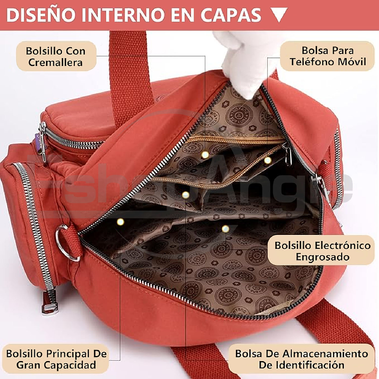 Mochila Bolso Mujer Nylon Multifuncional Con Usb Para Viaje 8