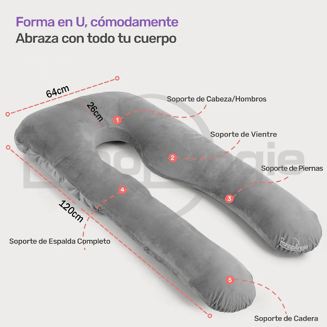 Cojin Almohada Maternal U Lactancia Con Funda Extra Suave 7