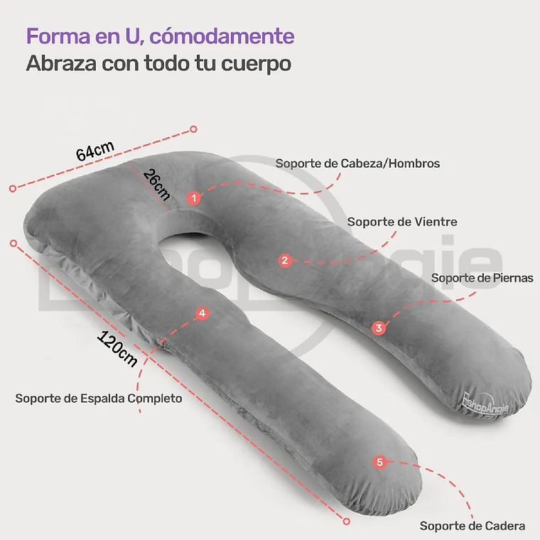 Cojin Almohada Maternal U Lactancia Con Funda Extra Suave 7