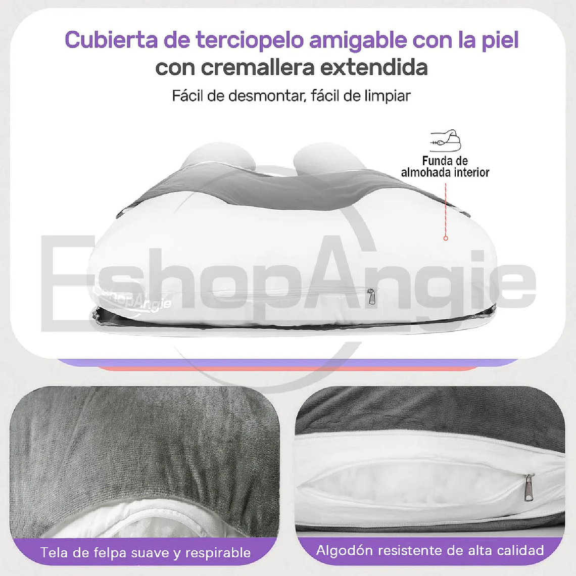 Cojin Almohada Maternal U Lactancia Con Funda Extra Suave 6