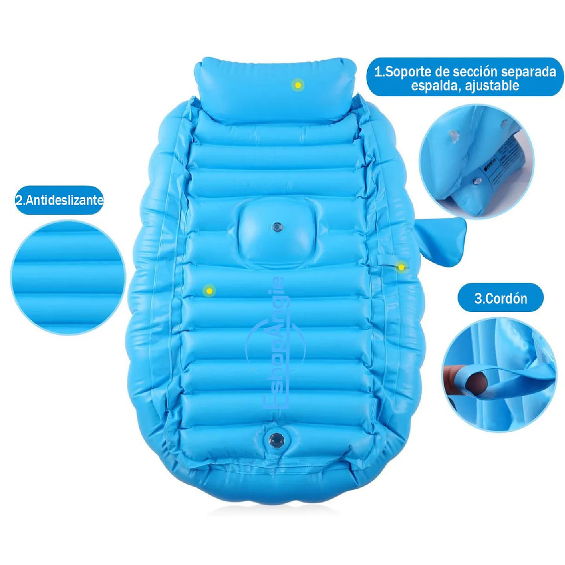 Bañera Tina Inflable Bebés Portátil Plegable Antideslizante 4