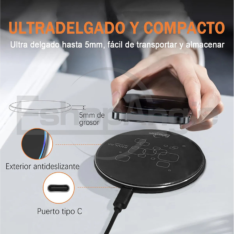 Cargador Inalambrico Carga Rapida Kuulaa 15w Qi Universal 4