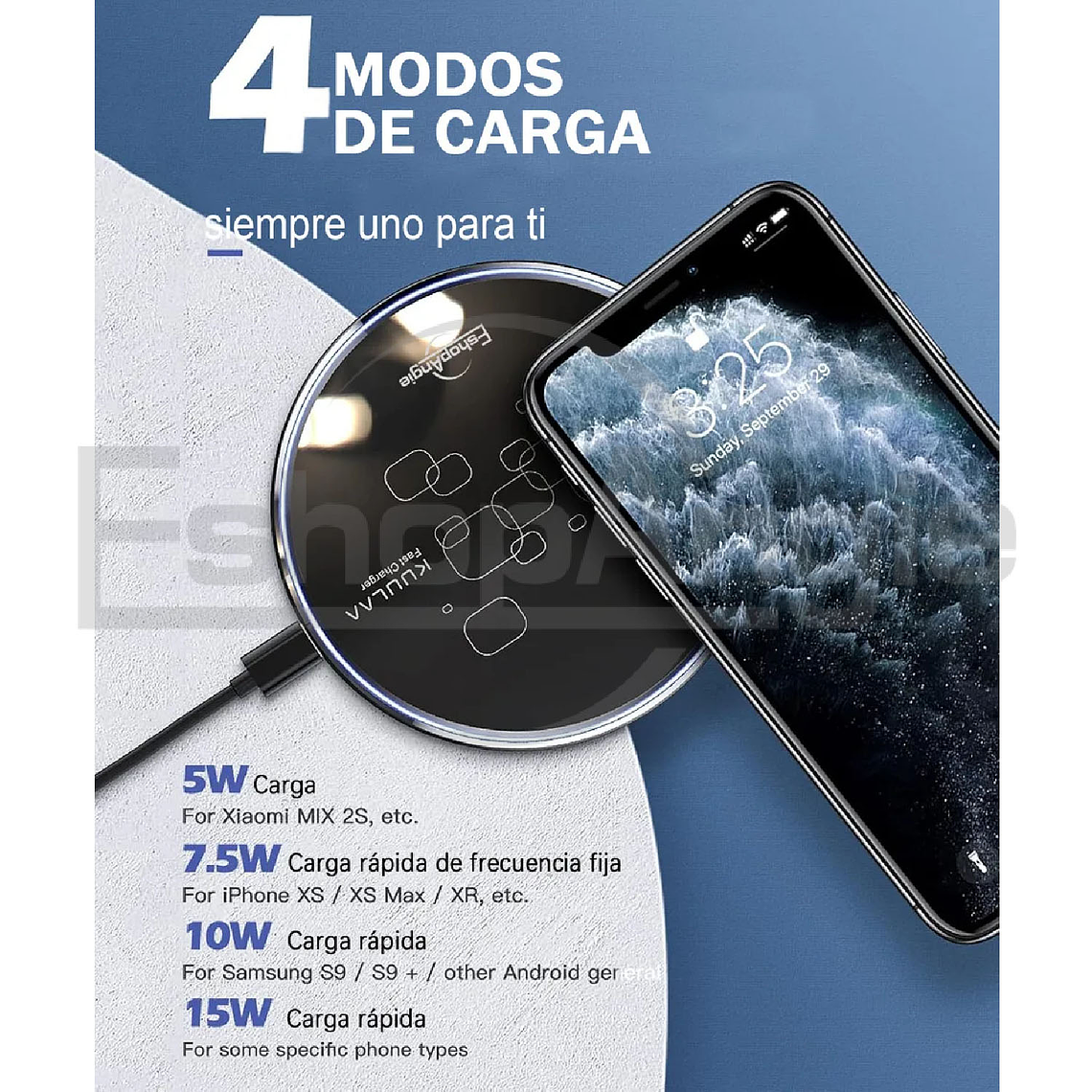 Cargador Inalambrico Carga Rapida Kuulaa 15w Qi Universal 8