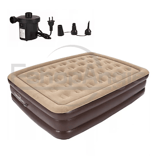 Cama Colchón Inflable 2 Plazas Con Bomba Eléctrica Camping