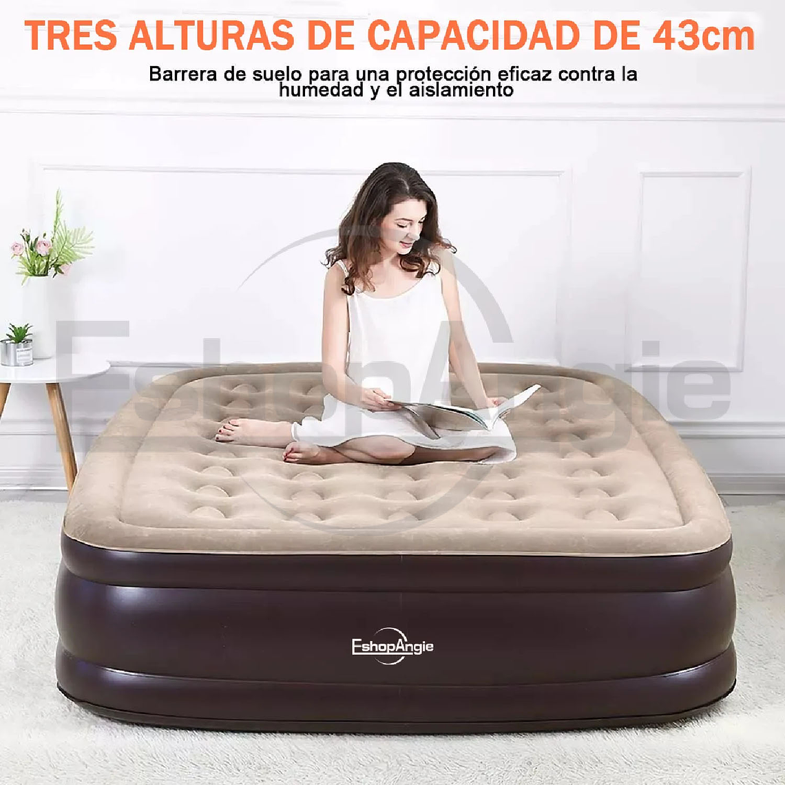 Cama Colchón Inflable 2 Plazas Con Bomba Eléctrica Camping 4