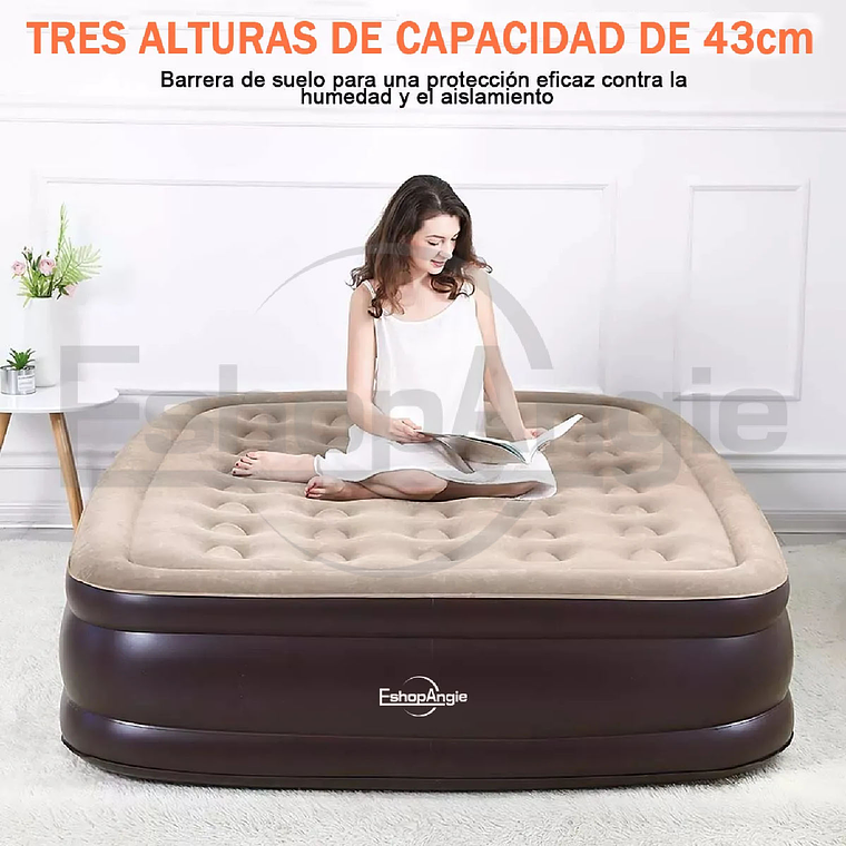 Cama Colchón Inflable 2 Plazas Con Bomba Eléctrica Camping 4