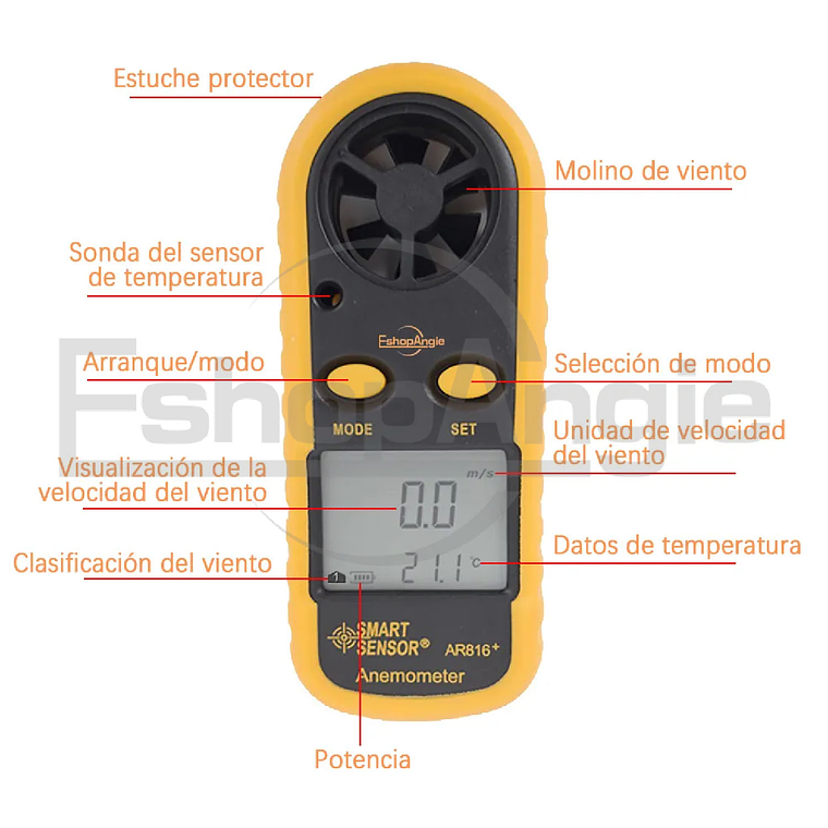 Anemometro Termometro Digital Ar816 Medidor Del Viento 5