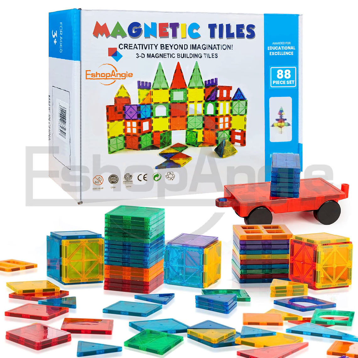 Juego De Bloques De Construcción Magnéticos 3d 88 Piezas 1