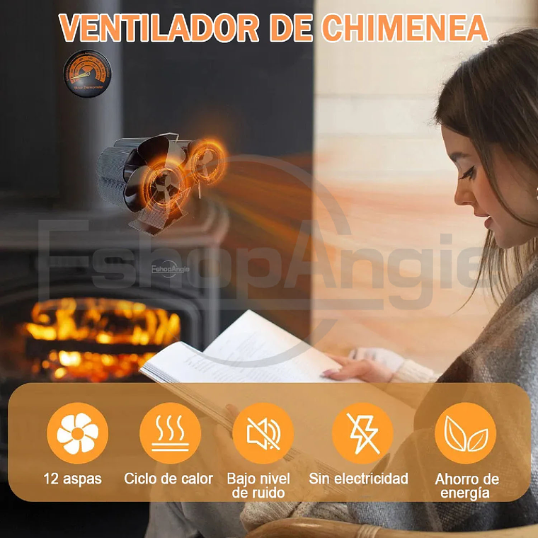 Ventilador Estufa A Leña 6 Aspas Chimenea Sin Electricidad 3