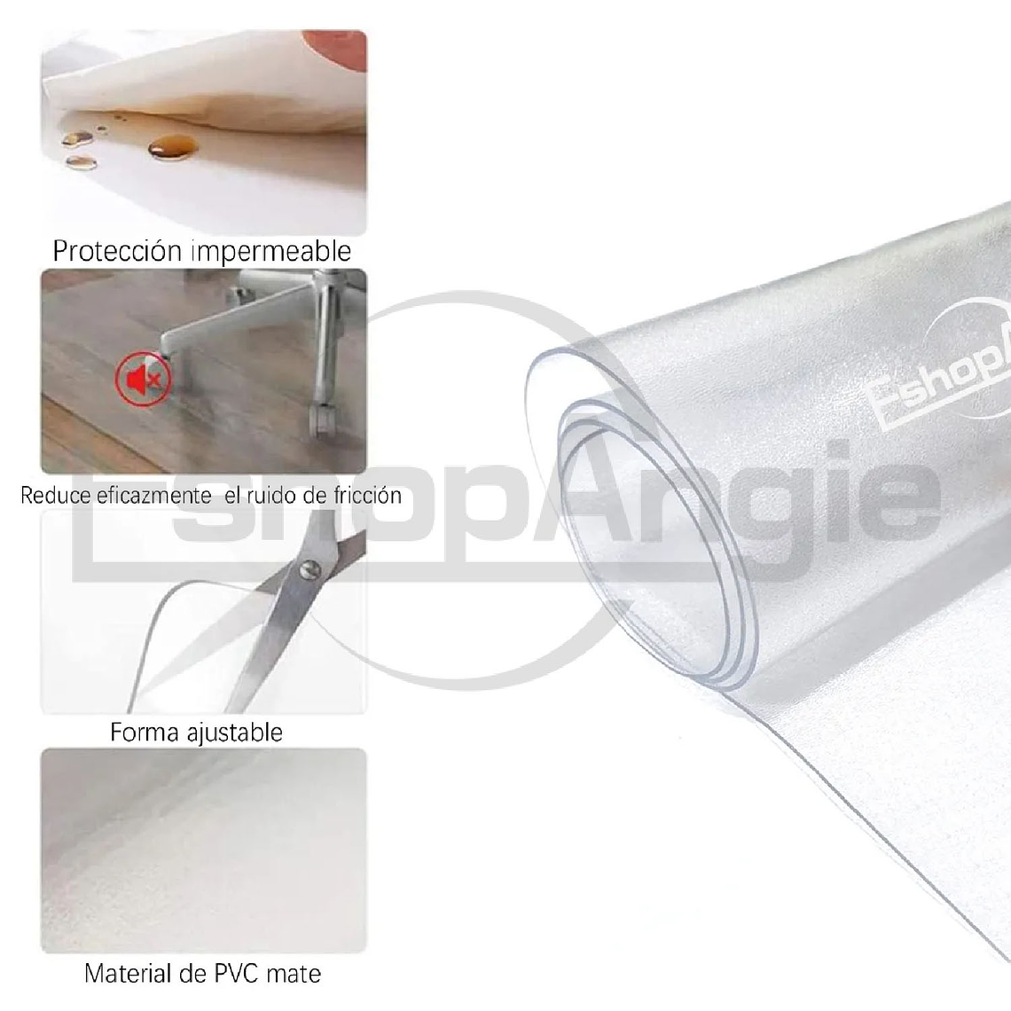 Alfombrilla Tapete Protector Para Silla De Oficina Piso Pvc 1.2 M 75 Cm  3