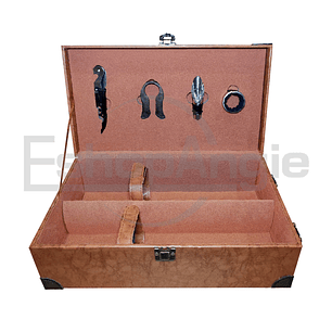 Caja Para Vinos Maleta De Cuero Con Accesorios