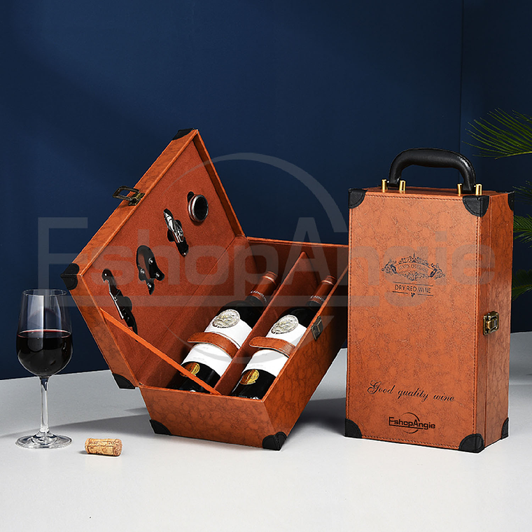 Caja Para Vinos Maleta De Cuero Con Accesorios 3