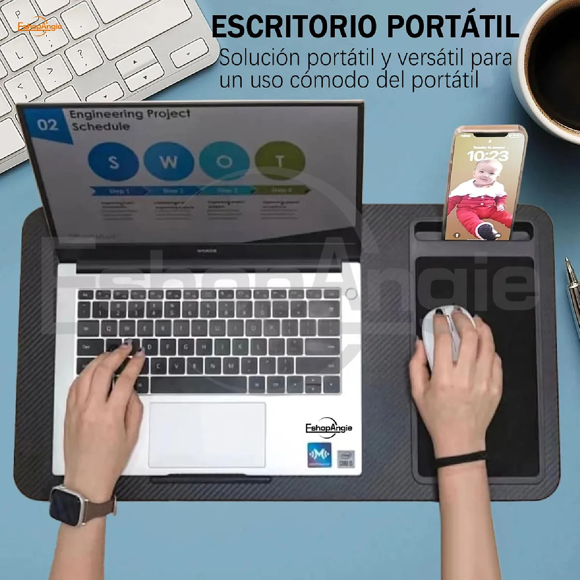 Soporte Notebook Cama Bandeja Celular Mouse Ergonomico 2