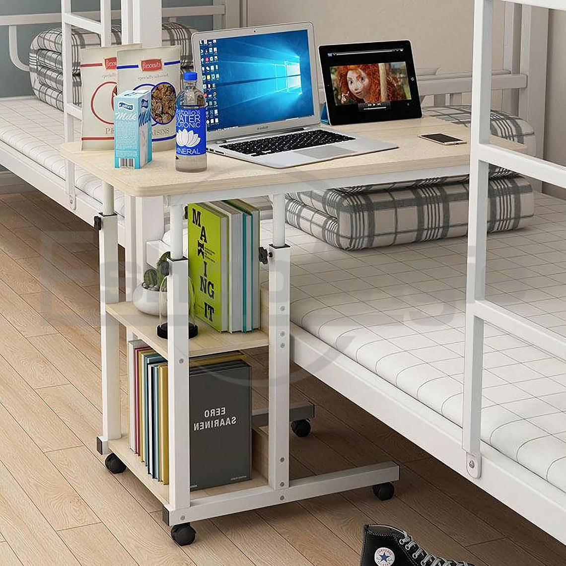Mesa Auxiliar Altura Ajustable Con Ruedas Multifuncional 4