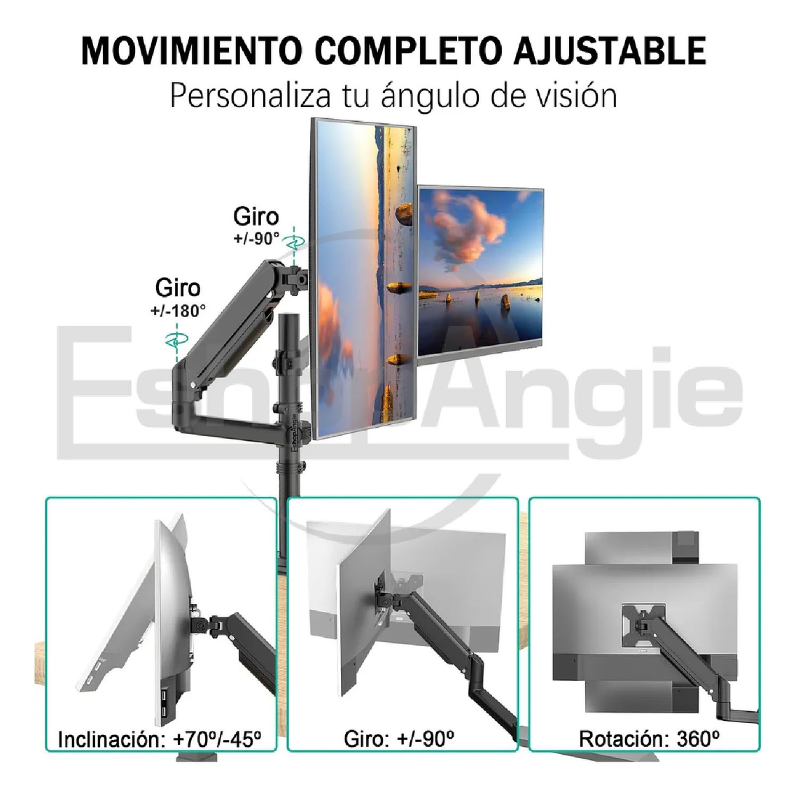 Brazo Soporte Doble Monitor Escritorio 13 A 32 Pulgadas 9kg 4