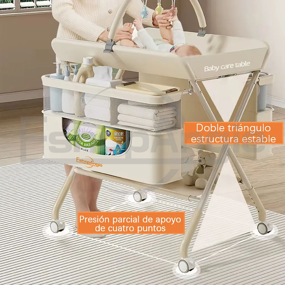 Cambiador Portátil Bebé Plegable Multifuncional Mudador 5