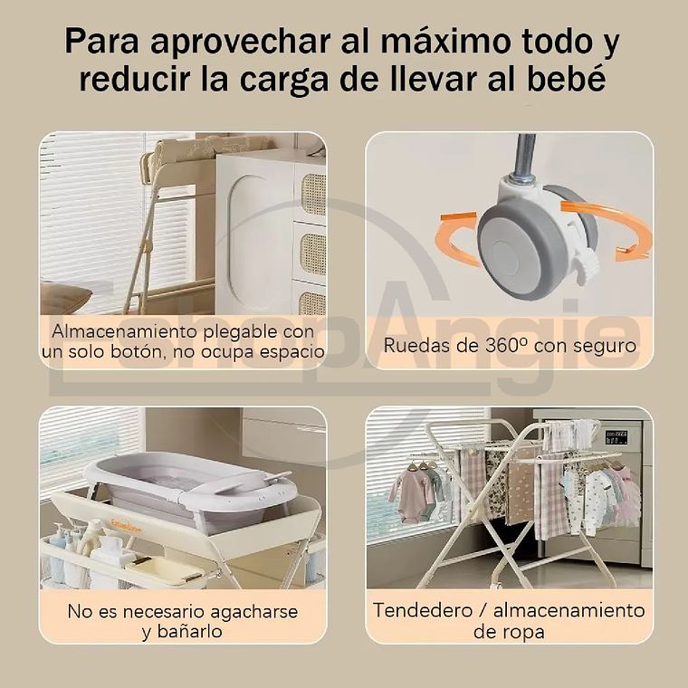 Cambiador Portátil Bebé Plegable Multifuncional Mudador 6