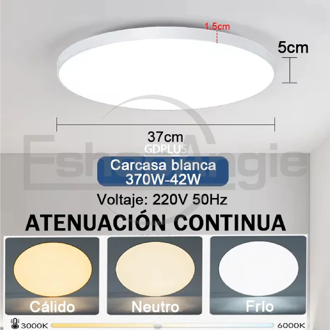 Plafón Led Redondo Delgado Moderno Foco 42w Frio/calido 7