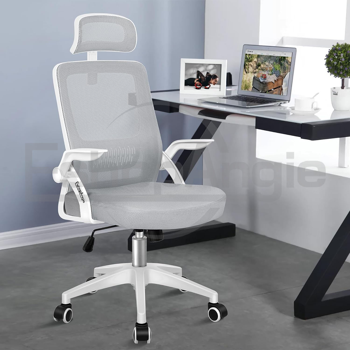 Silla De Oficina Ergonomica Tela Malla Con Reposacabeza 4