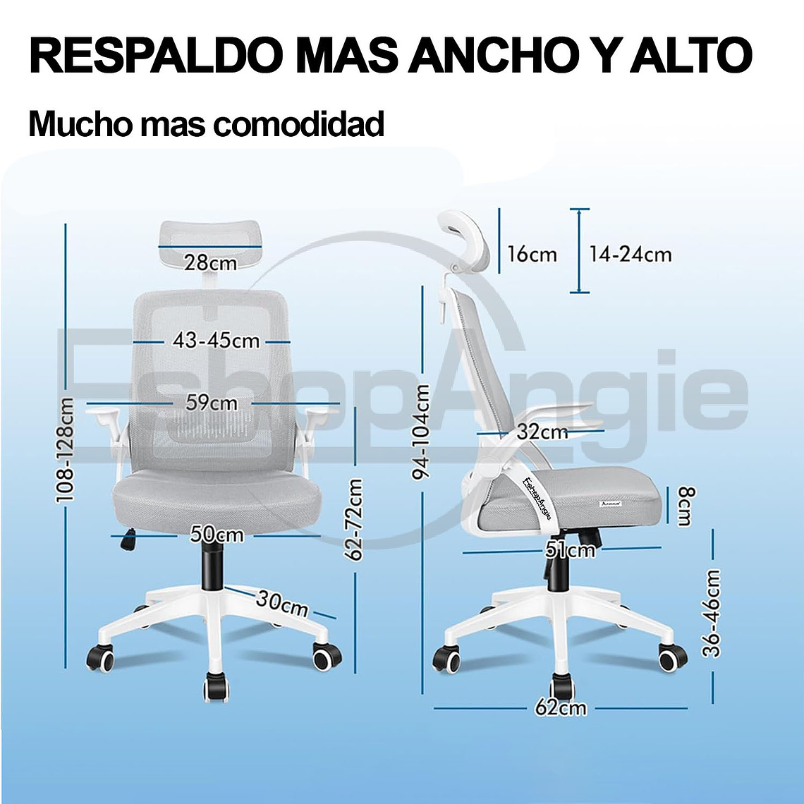 Silla De Oficina Ergonomica Tela Malla Con Reposacabeza 7