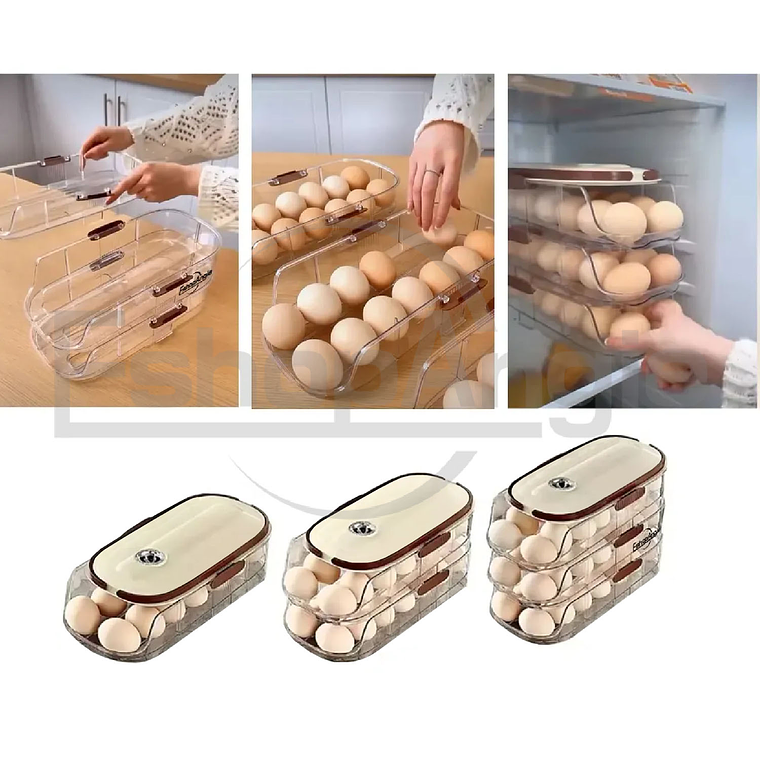 Organizador De Huevo Automatico 3 Niveles Dispensador Nevera Transparente 4