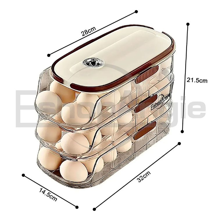 Organizador De Huevo Automatico 3 Niveles Dispensador Nevera Transparente 7