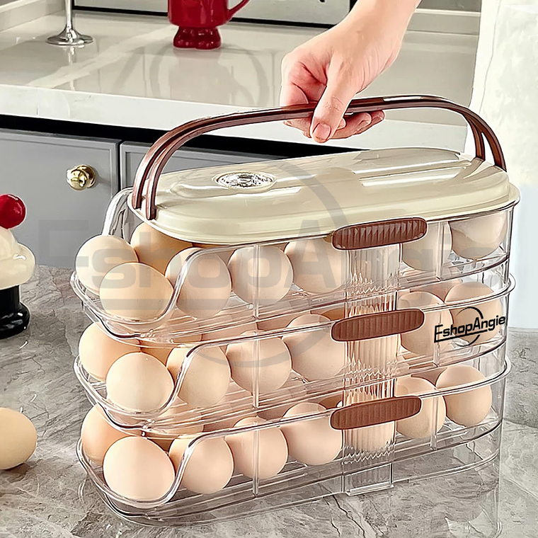 Organizador De Huevo Automatico 3 Niveles Dispensador Nevera Transparente 5