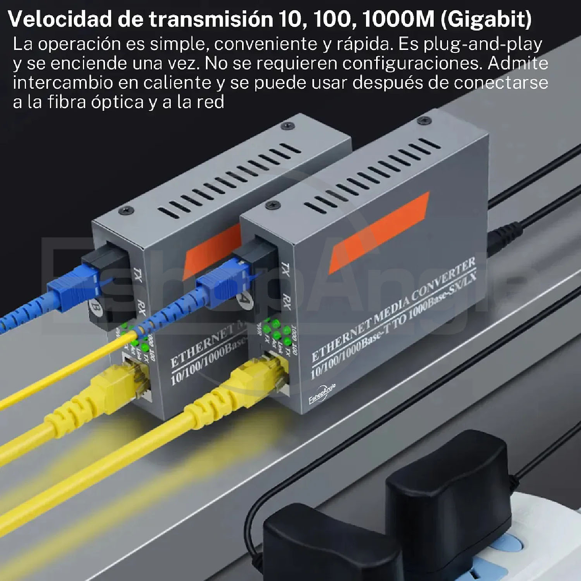 Par Convertidor Medios Fibra Optica Gigabit 10/100/1000 Rj45 4