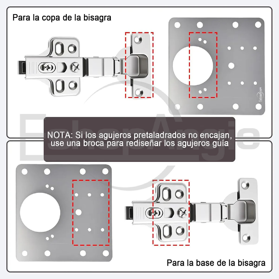 10u Placas Reparacion Bisagra Mueble Puerta Acero Inoxidable 4