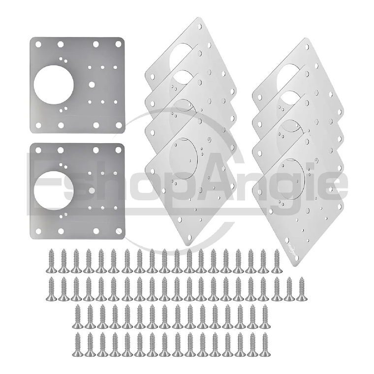 10u Placas Reparacion Bisagra Mueble Puerta Acero Inoxidable 1