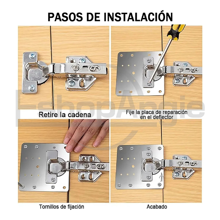 10u Placas Reparacion Bisagra Mueble Puerta Acero Inoxidable 6