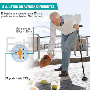 Baston Ortopedico Plegable Con Luz Led Base Adulto Ajustable