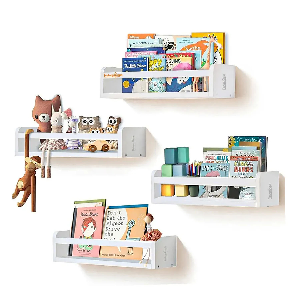 Set 4 Repisas De Madera Con Baranda De Seguridad Flotantes 1