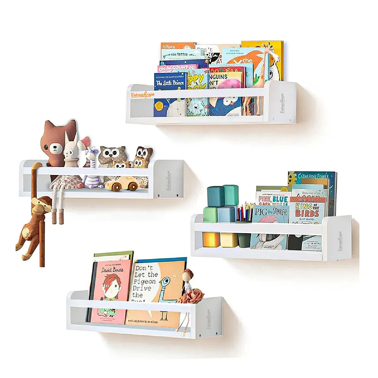 Set 4 Repisas De Madera Con Baranda De Seguridad Flotantes 1