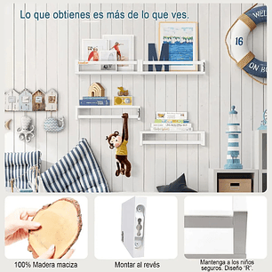 Set 4 Repisas De Madera Con Baranda De Seguridad Flotantes