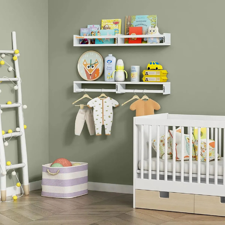 Set 4 Repisas De Madera Con Baranda De Seguridad Flotantes 3