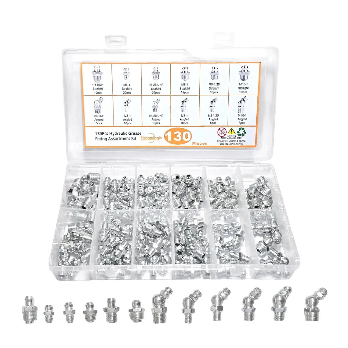 130pcs Surtido De Boquillas Graseras Hidráulicas Engrase 1