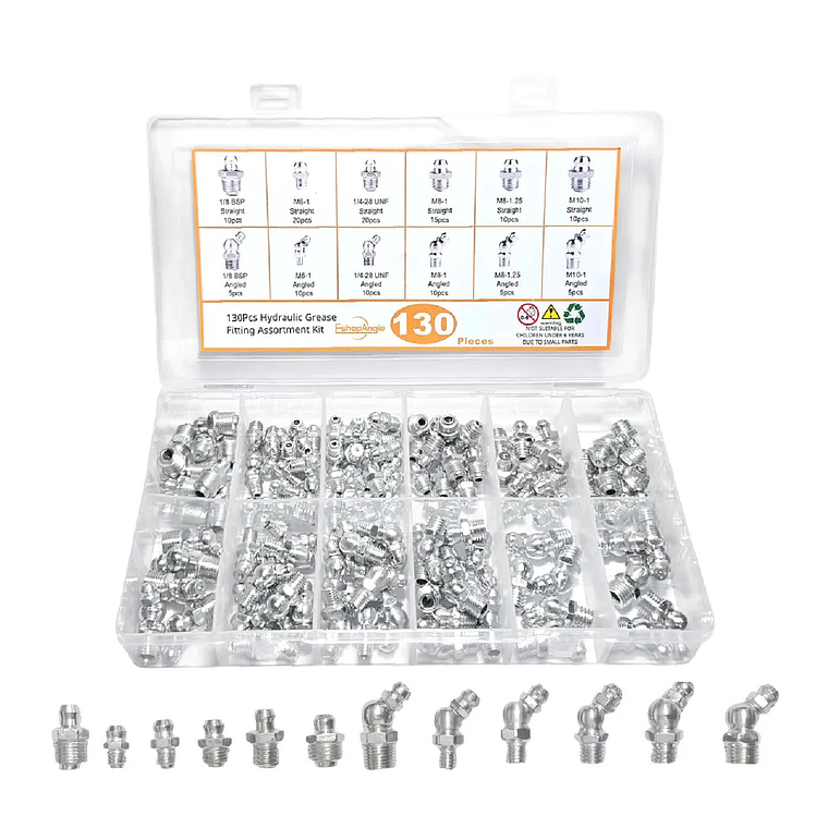 130pcs Surtido De Boquillas Graseras Hidráulicas Engrase 1