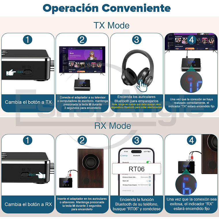Transmisor Receptor Adaptador Bluetooth Convertidor Optico 8