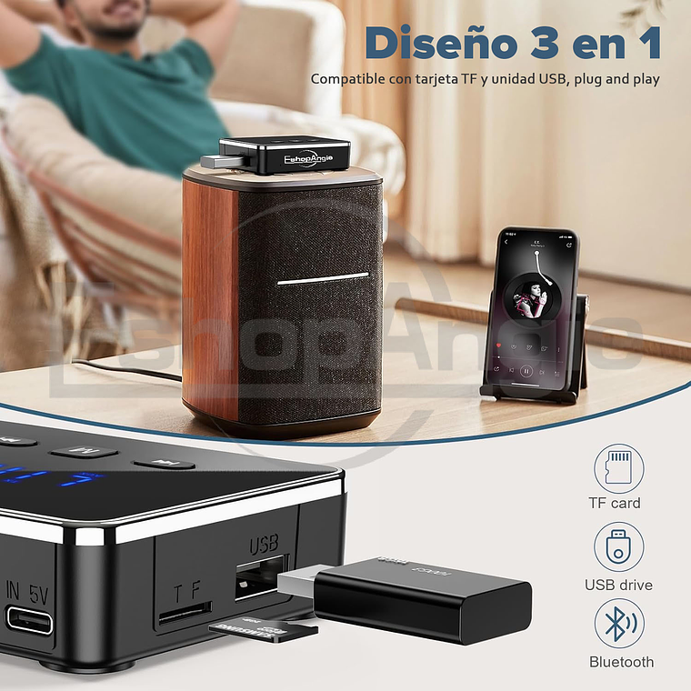 Transmisor Receptor Adaptador Bluetooth Convertidor Optico 7