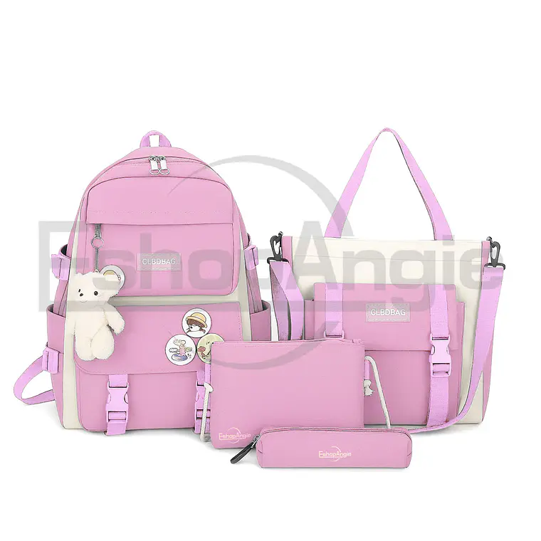 Mochila Urbana Escolar Viaje Estilo Coreano 4 Piezas 1