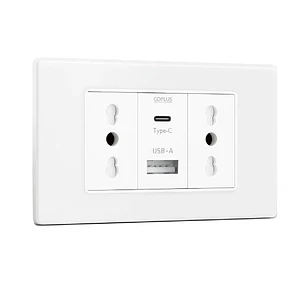 Tomacorriente Doble + Cargador Usb Y Tipo C Pared 16a